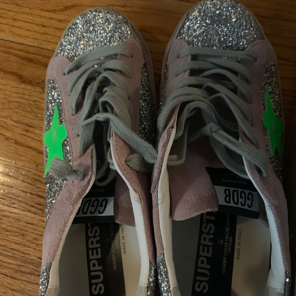 Golden Goose Superstar Neon Star Suede Sneakers